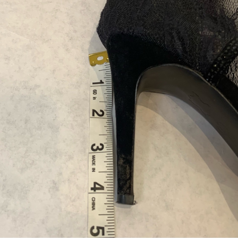 Jessica Simpson strappy black mesh lace and rhinestone heels with zipper detail - Picture 6 of 7